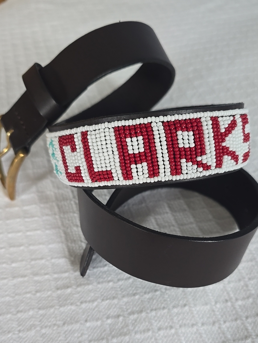 Ubuntu Life Clark’s Beaded Genuine Leather Belt Brown Size 32